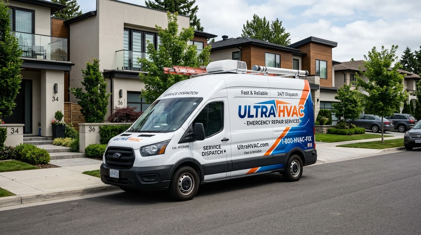 Fast Emergency HVAC Service Van on the road for rapid dispatch